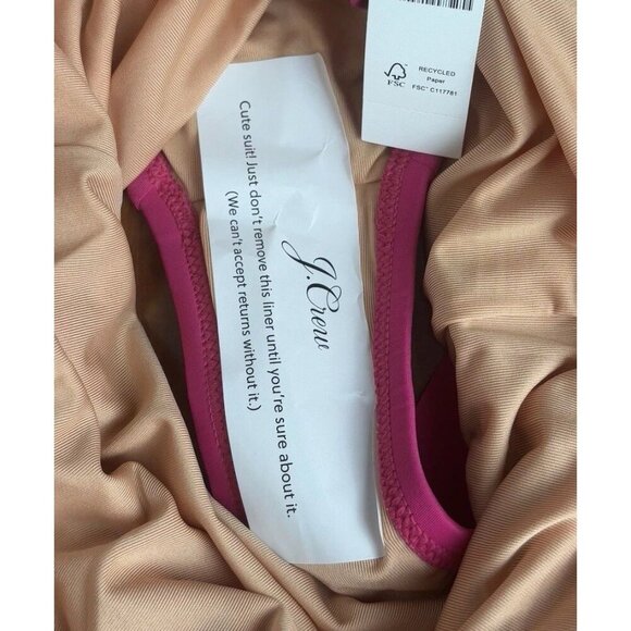 NEW J. Crew Ruched Deep V Plunge Ruffle One Piece Swimsuit Sz 22 Pink 1459 - Picture 6 of 6